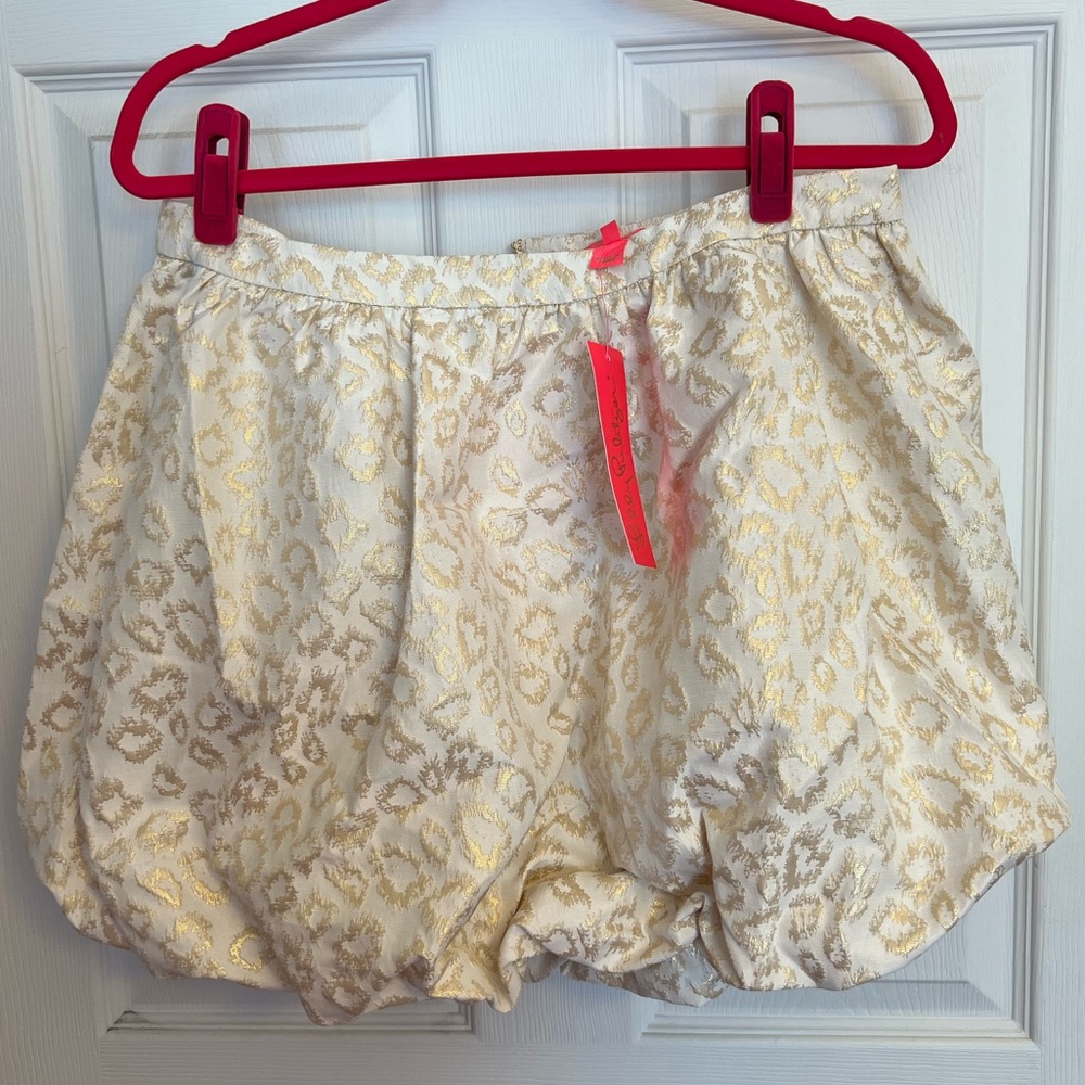 Lilly Pulitzer Leah Animal Print Bubble Skirt Metallic Gold